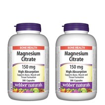 [Webber Naturals] 웨버네츄럴 고흡수 마그네슘 시트레이트 150mg 300 캡슐 - 2병, 1병, 352g