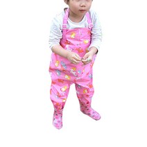 [유아바지장화] 플리에 놀이복 멜빵형 동물무늬 L, 핑크, 1개