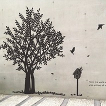 꿀밤 그래픽스티커 풍성한나무, 블랙