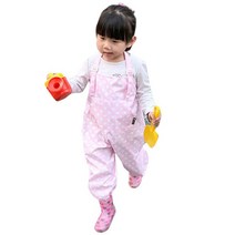 플리에 놀이복 멜빵형 흰색땡땡이 M, 연핑크