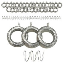 GNG 조각커텐링 조각커텐링 36개+커텐핀36개_화이트, 실버