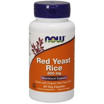 나우푸드 레드 이스트 라이스 600mg 베지 캡슐 글루텐 프리 비건, 60개입, 1개