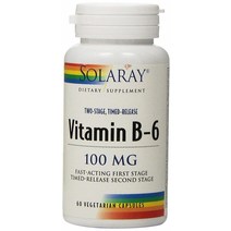 솔라레이 비타민 B-6 100mg 베지테리안 캡슐, 60개입, 1개