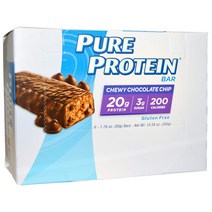 퓨어프로틴 바 글루텐 프리, 50g, Chewy Chocolate Chip, 6개입