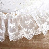 코하스아이디 파빌로나 스캘럽 오간자 주름 자수레이스 180cm, 1개입