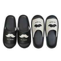 우리앤데코 힙스터 레자 콧수염 거실화 2p, 블랙, 크림