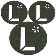 레이저 커팅 펠트컵받침 이니셜 L 3개, 카키