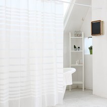 프리스페이스 샤워커튼 심플라인, 1세트, 화이트계열