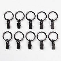 FREESPACE 커튼 집게링 핑킹형, 블랙, 10개입