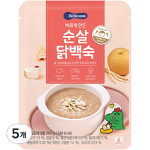 베베쿡 바르게 만든 순살 닭백숙, 닭백숙맛, 5개, 200g