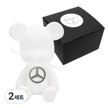 라띠크제이 엠블럼 베어 차량용 방향제 벤츠 화이트 + 리필 클린코튼 5ml, 2세트