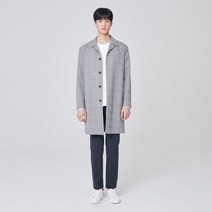 마인드브릿지 남성 스판 체크 세미오버 맥 코트 MUCA2104