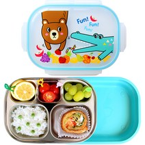 과일농장 논슬립 2중 스텐식판 도시락, 악어 블루, 논슬립 이중식판 + 뚜껑