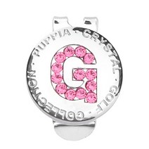 퍼피아 골프 스와로브스키 이니셜 볼 마커 자석 클립 세트, 로즈 G