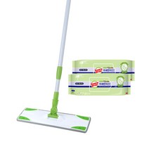 스카치브라이트 베이직 막대걸레 대형 + 베이직 미세먼지 더블액션 플러스 물걸레 청소포 대형 25매 x 2p, 1세트