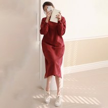 안녕미미 여성용 러버 기모 후드 롱 원피스