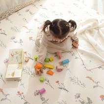 데코뷰 마가렛 플라워 양면쿠션 유아 놀이방매트, 아이보리 + 그레이 + 베이지