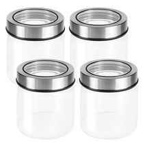 차이나다 투명커버 원형 밀폐 유리병, 400ml, 4개