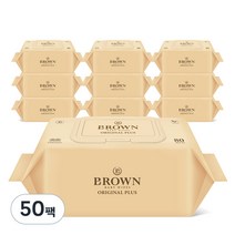 브라운 오리지널 플러스 저자극 아기물티슈 캡형, 80매, 50팩