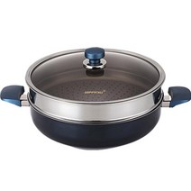 해피콜 클래식 다이아몬드 블루 파티웍 + 뚜껑 + 찜기, 28cm, 1세트