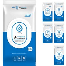 릴리프 손청결 세정티슈 캡형, 60매, 6개