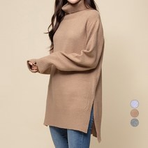 캐럿 여성용 터틀넥 롱 스웨터