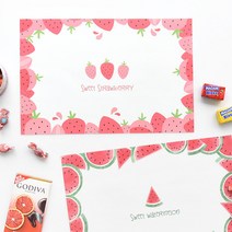 왈가닥스 키즈 페이퍼 테이블 매트 20p x 2개입, Sweet Strawberry, 368 x 246mm