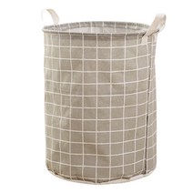 맘피스 원형 접이식 페브릭 다용도 빨래바구니, 그레이, 1개