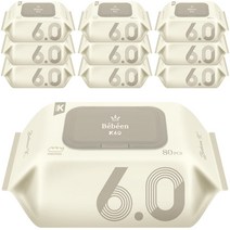 Bebeen K 6.0 저자극 엠보싱 아기물티슈 캡형, 80매, 10팩