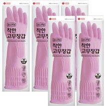 롯데이라이프 착한 고무장갑 중, 핑크, 중(M), 5개