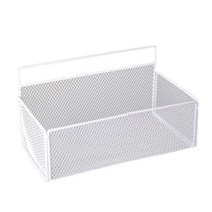 보급형 벽걸이 강력 흡착 철제 메쉬망 선반 중, 화이트, 1개