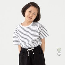 롤리트리 아동 오버핏 스트라이프 반팔티셔츠