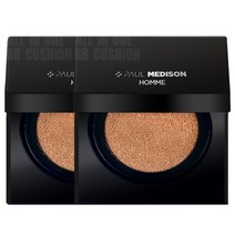 폴메디슨 옴므 올인원 톤업 저자극 퍼펙트 커버 휴대용 비비쿠션 SPF50+ PA+++ 13g, 블랙, 2개