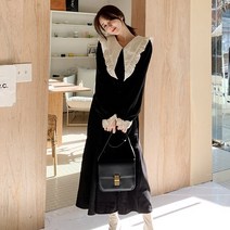 보스티 스트랩 프릴 롱 원피스