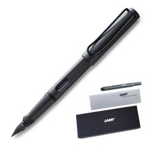 LAMY 사파리 만년필 패키지 + 하드케이스 + 리플렛, F, 차콜블랙