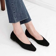 널리 스퀘어 토 스웨이드 플랫슈즈