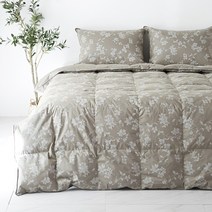 라뽐므 리플라워 사계절용 구스이불 세트, 다크그레이(이불), 어반화이트(토퍼,베개커버), 구스이불+토퍼+베개커버 세트