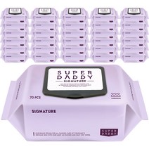 슈퍼대디 저자극 아기물티슈 하이클래스 시그니처 캡형, 70매, 50팩
