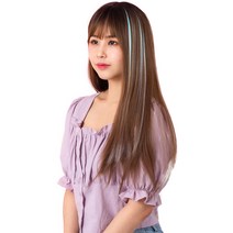 가발위드 투톤 스트레이트 컬러 헤어피스 5p + 트윙클 붙임머리 세트, 스카이블루화이트(피스), 랜덤발송(트윙클 붙임머리), 1세트