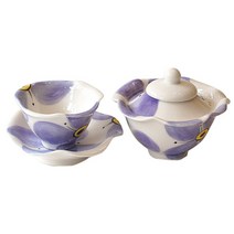 쉬즈데코 핸드페인팅 1인다기세트 플라워 바이올렛, 1세트