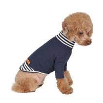 윙키뉴욕 사선 목폴라 강아지 옷, NAVY