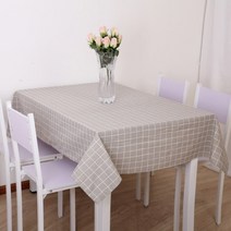 민스리빙 북유럽 코튼 식탁보 6인, 브라운그레이, 140 x 220 cm