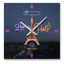 꾸밈 인테리어 벽시계 네온사인 에펠탑, B타입 사각형