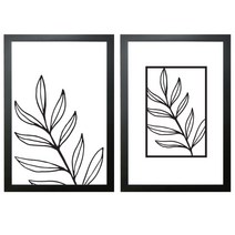 꾸밈 투명 아크릴 액자 블랙 식물아트 2p