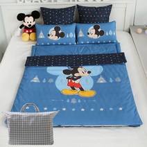 보떼하우스 디즈니 유아동 낮잠이불 B세트 베개커버 + 마이크로 화이버 베갯솜 + 이불 + 손누빔패드 + 가방, 미키 블루