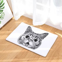 리빙팝 주방욕실 미끄럼방지 고양이 일러스트 발매트, D1