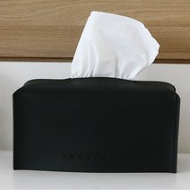 데코토닉 플레인 레더 기본형 티슈커버, 블랙, 1개