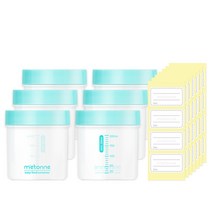 메똔느 이유식용기 200ml 6p + 라벨스티커 64p, 혼합 색상, 1세트