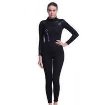 DIVE&SAILS 여성용 밀착형 3mm 실켓 웻슈트, 블랙