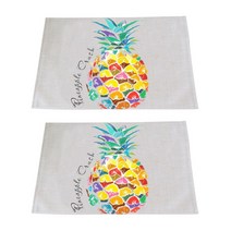 아울리빙 파인애플 키친 린넨 테이블매트 2p, B, 42 x 32 cm